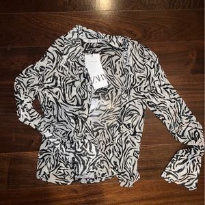 ZARA - NEW WITH TAGS SIZE M - ZEBRA PRINT SHEER BLOUSE
